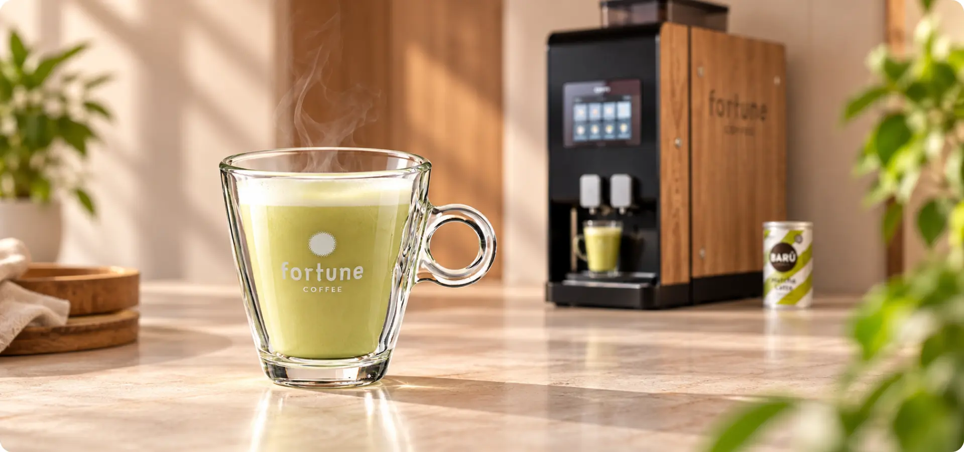 Matcha latte bij Fortune Coffee